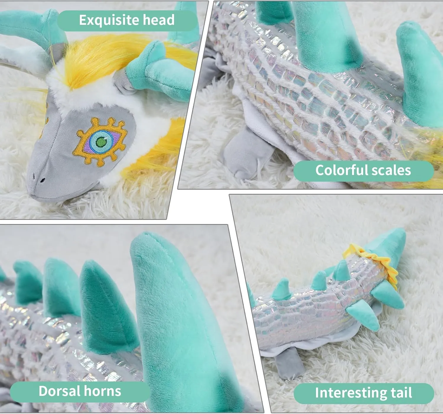 Nadou TLOZ Light Dragon Plush Pillow,43.3" Light Dragon Stuffed Anime Doll Can be Used as a Birthday, Christmas for Kids-Collectible Squishy Plushies