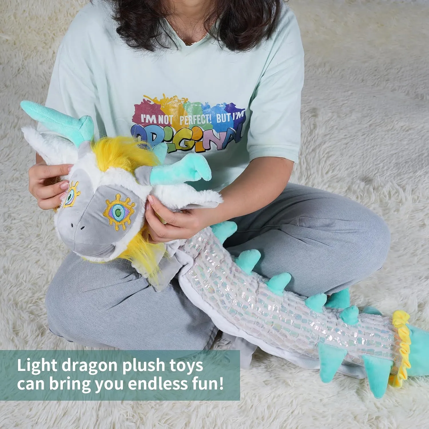 Nadou TLOZ Light Dragon Plush Pillow,43.3" Light Dragon Stuffed Anime Doll Can be Used as a Birthday, Christmas for Kids-Collectible Squishy Plushies