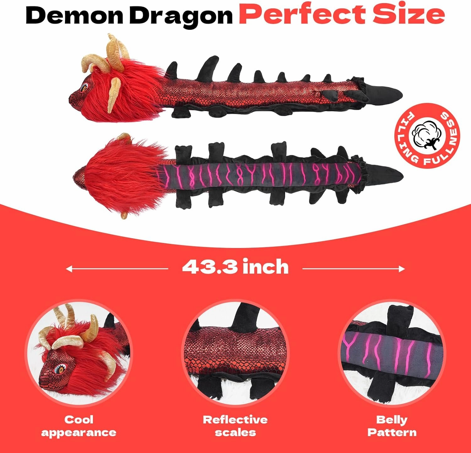 Nadou TLOZ Demon Dragon Plush,43.3" Black Dragon Stuffed Anime Doll Can be Used as a Birthday, Christmas for Kids-Collectible Squishy Plushies