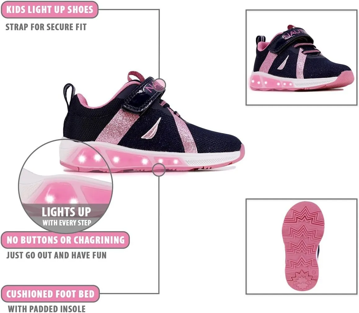 Nautica Kids' Light-Up Flashing Sneaker Athletic Running Shoes with Strap | Fashionable and Fun for Boys and Girls | Available in Toddler and Little Kid Sizes