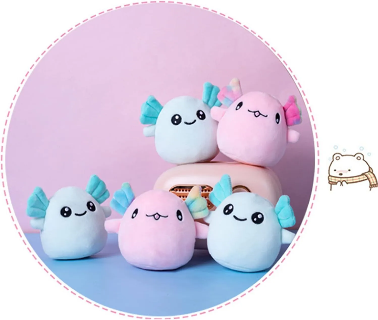 Nenalayo Plushies Doll a Bag of Axolotl Plush Toy Stuffed Soft Snack Pillow Plush Toy for Birthday Gift, Stuffed Toy Game Pillow Cushion Gift for Kids (Blue 6 Balls)