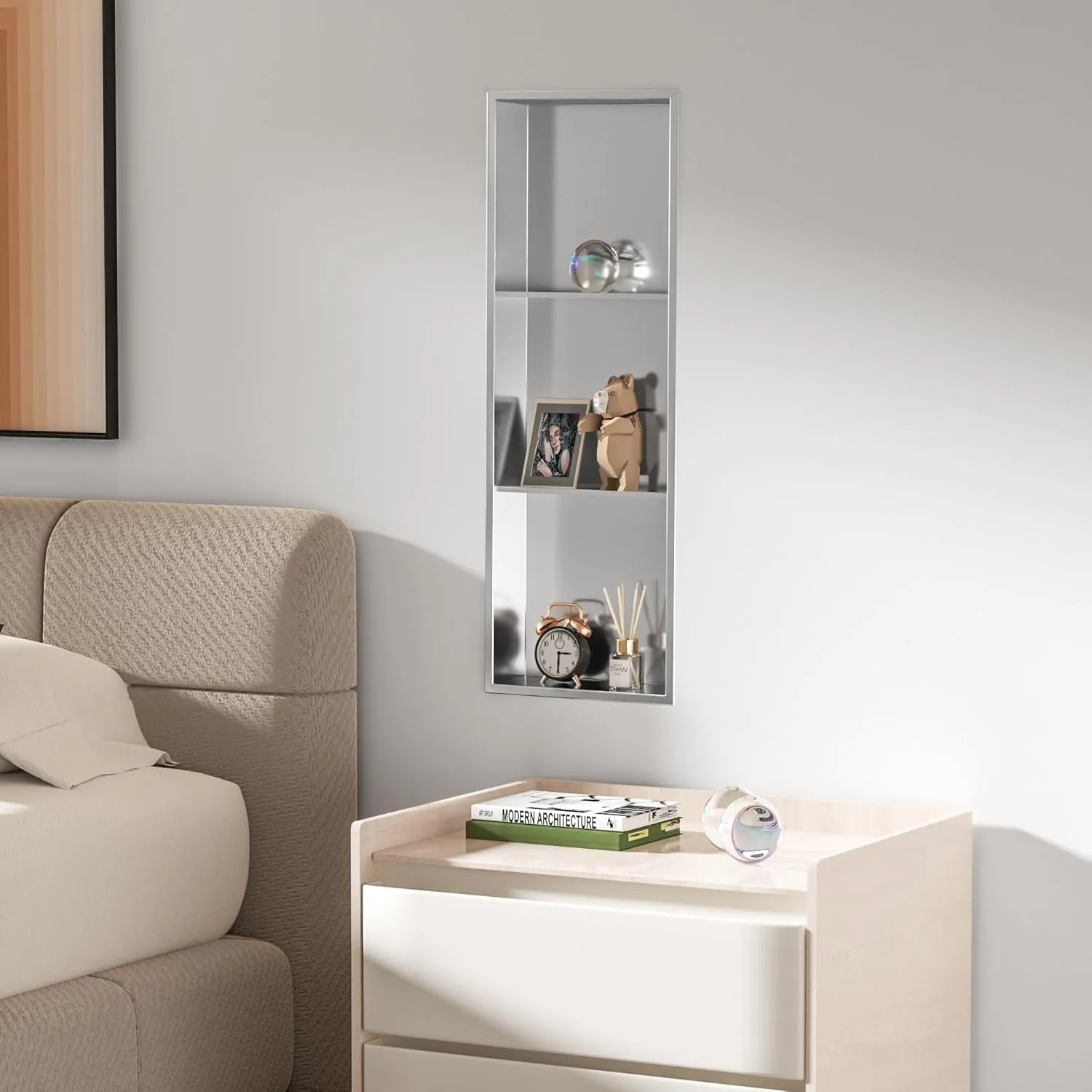 Neodrain 12X36 Inch Shower Niche,Brushed 3-Tier Stainless Niche NO Tile Needed Recessed Niche Shower for Bathroom Storage