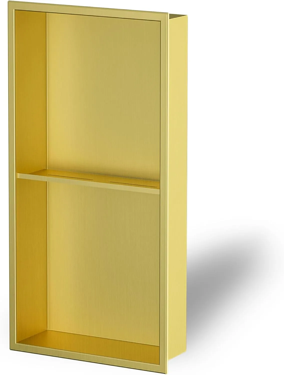 Neodrain No Tile Shower Niche, 12X24Inch Golden Stainless Steel Wall Niche, Two-Tier Bathroom Shelf, NO Tile Needed Recessed Niche for Bathroom Storage