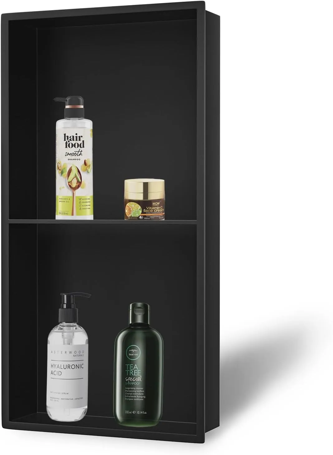 Neodrain No Tile Shower Niche, Stainless Steel Wall Niche 13.1"X25.1"(Inner Size 12"X24"), Two-Tier Bathroom Shelf, NO Tile Needed Recessed Cabinet for Bathroom Storage, Matte Black
