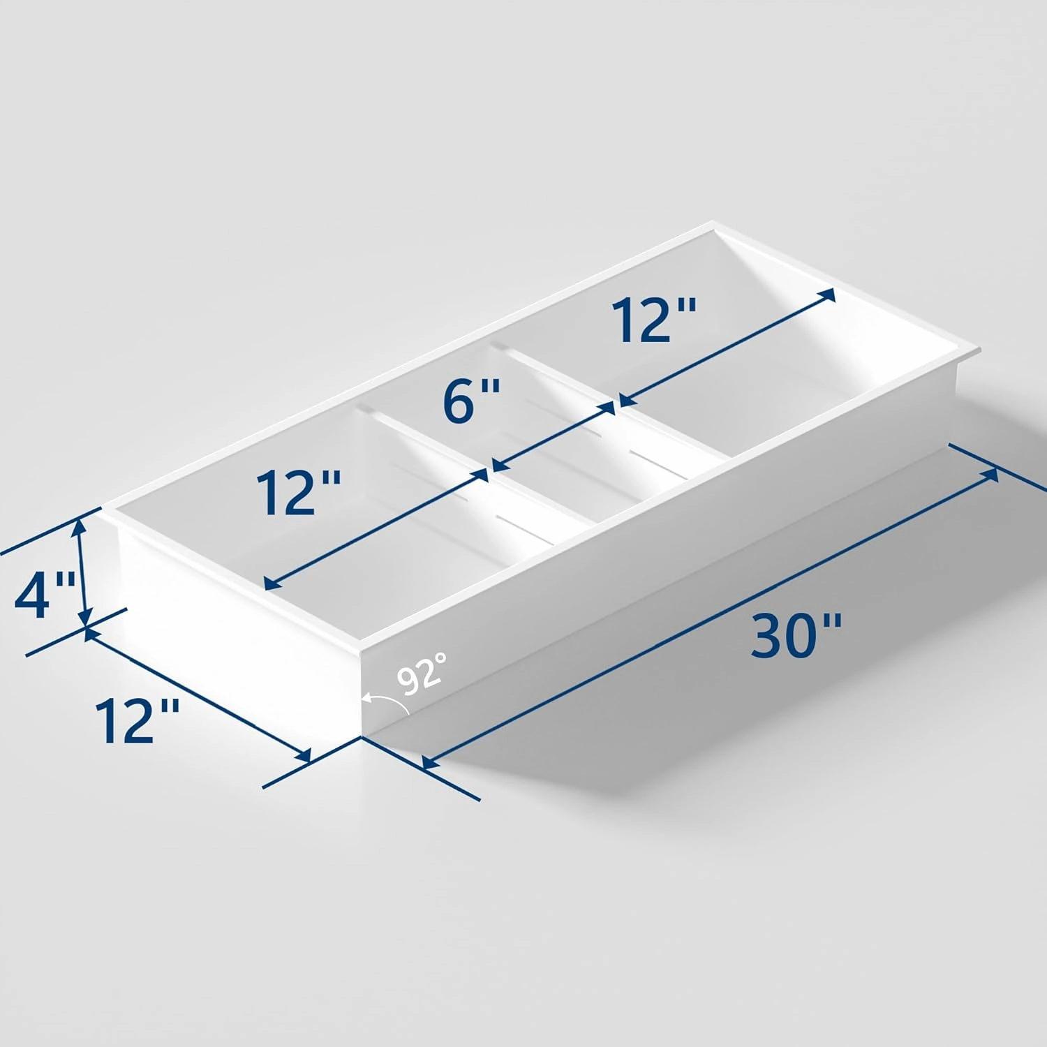 Neodrain 12X30 White Shower Niche, Stainless Steel, No Tile Needed, Recessed, For Bathroom Storage