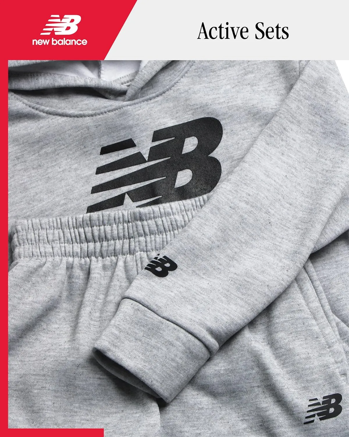 New Balance Boys' Sweatsuit Set - 2 Piece Fleece Pullover Hoodie Sweatshirt and Sweatpants (2T-16)