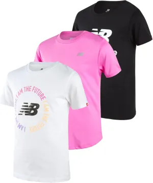 New Balance Girls' Athletic T-Shirt - 3 Pack Active Performance Sports Tee Bundle (7-16)