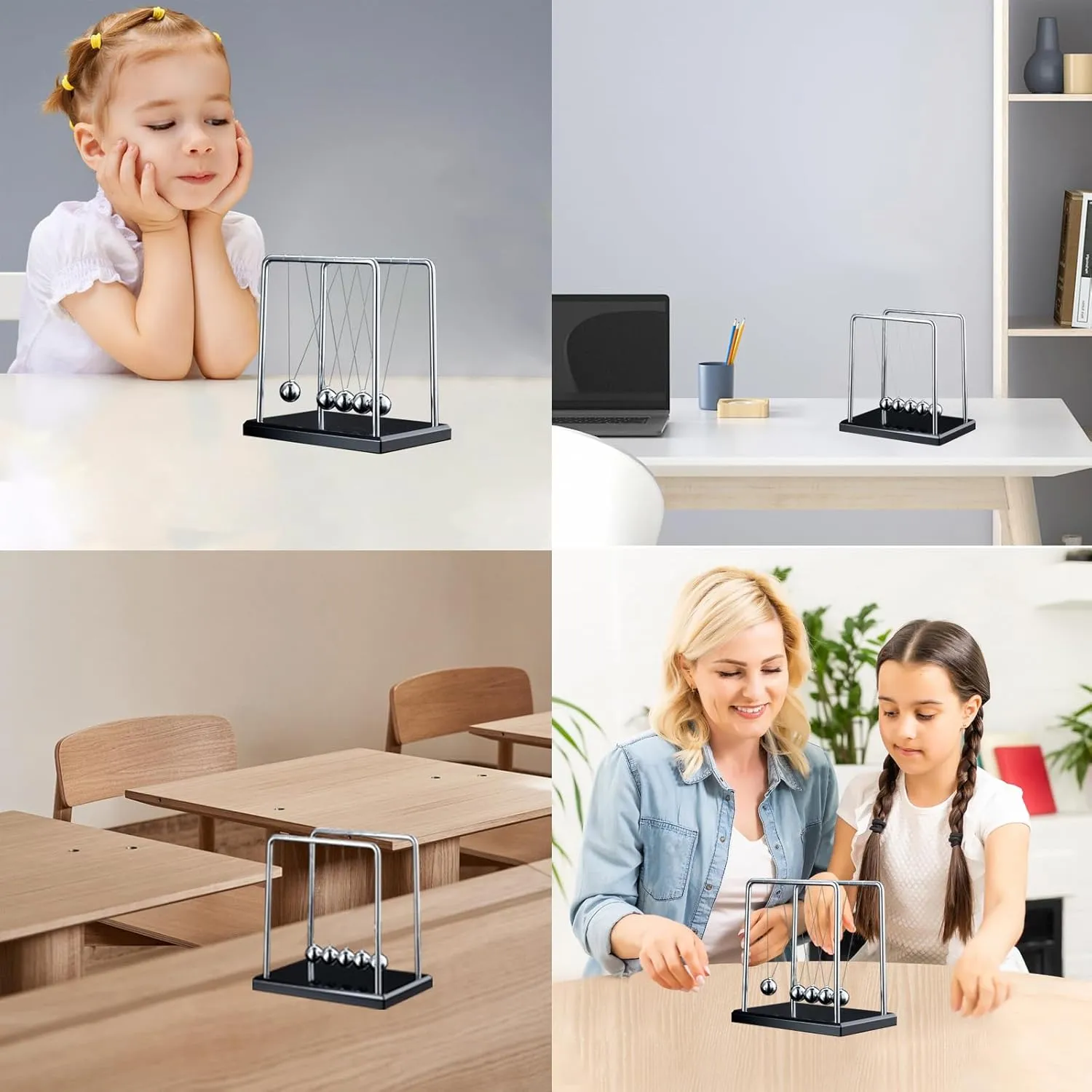 Newtons Cradle Pendulum Balance Balls Cool Science Gadgets Perpetual Kinetic Motion Physics Toys Desktop Decoration for Office& Home (5 Balls)