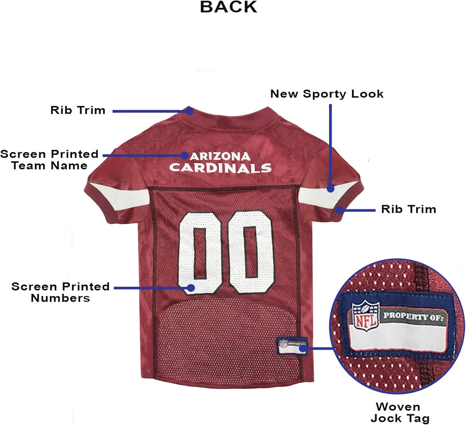 NFL Arizona Cardinals Dog Jersey - Medium, Football Jersey Costume for Dogs & Cats