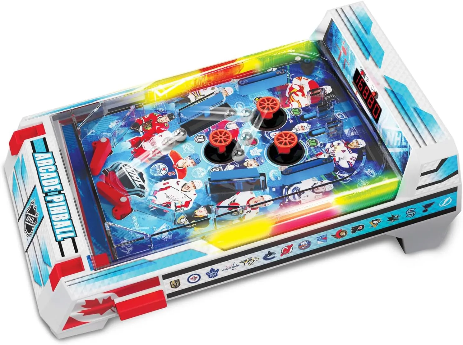 NHL Arcade Pinball - Light & Sound Tabletop Sports Game, Vibrating Bumbers, Flashing LEDs, Scoreboard, Licensed, Adults Kids Age 6 
