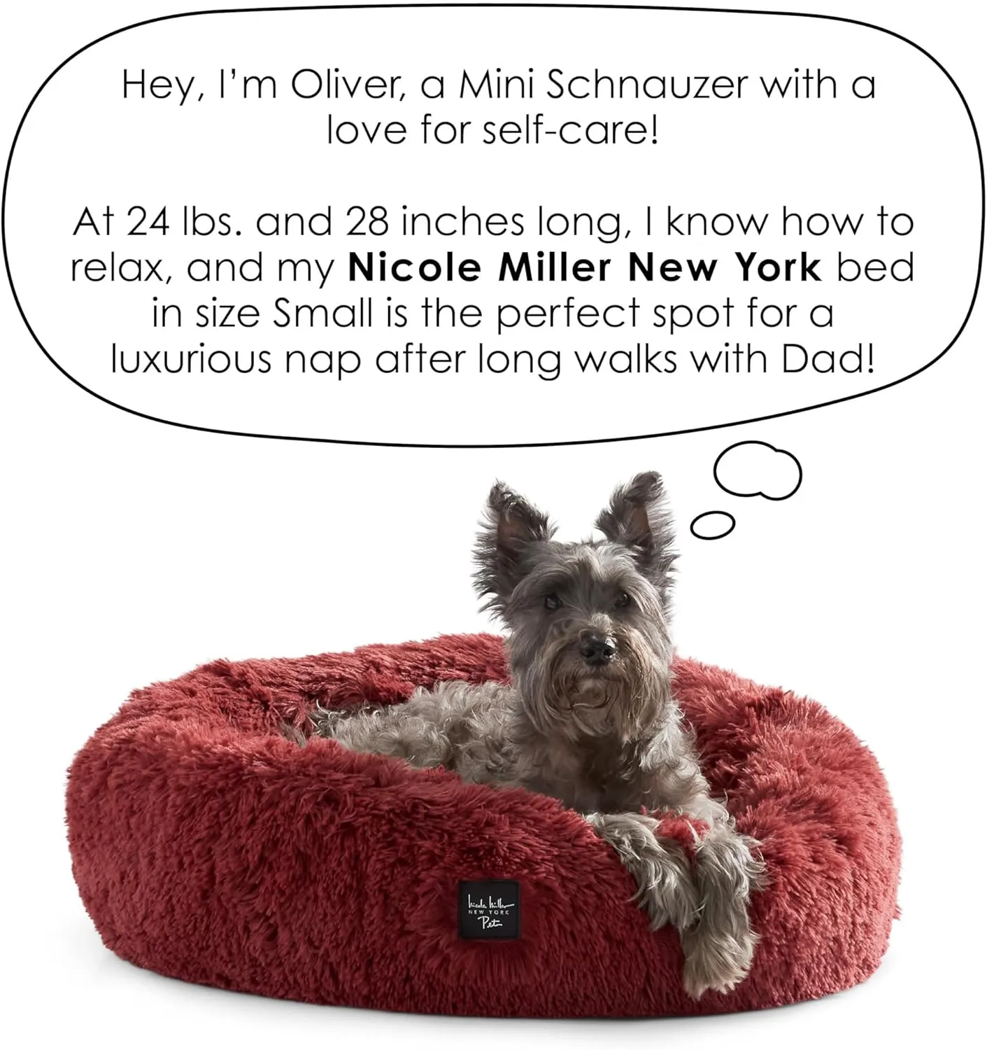 Nicole Miller New York PET Ellie Fuzzy Solid Donut Pet Bed, Plush, Cozy & Calming, Non-Slip Bottom, 100% Machine Washable, Gold, Small 24"x24"x7" Round