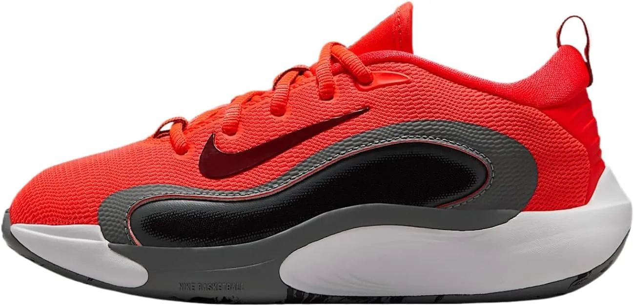 Nike IsoFly Big Kids' Basketball Shoes (FN4384-600, Bright Crimson/Smoke Grey/Black/Team Red)