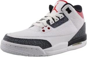 Nike Kid's Jordan 3 Retro SE Fire Red Denim Basketball Shoes