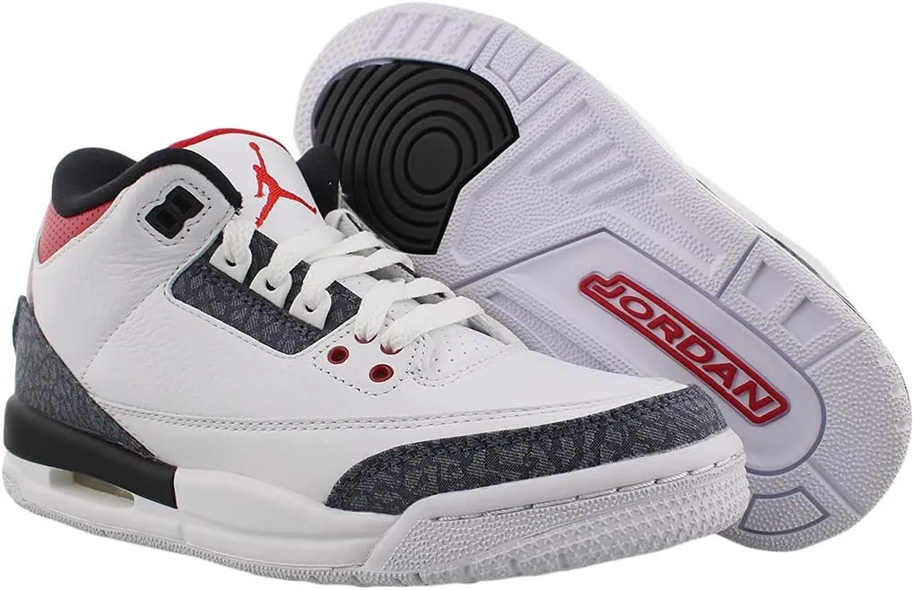 Nike Kid's Jordan 3 Retro SE Fire Red Denim Basketball Shoes
