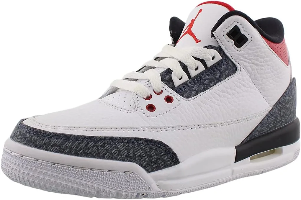 Nike Kid's Jordan 3 Retro SE Fire Red Denim Basketball Shoes