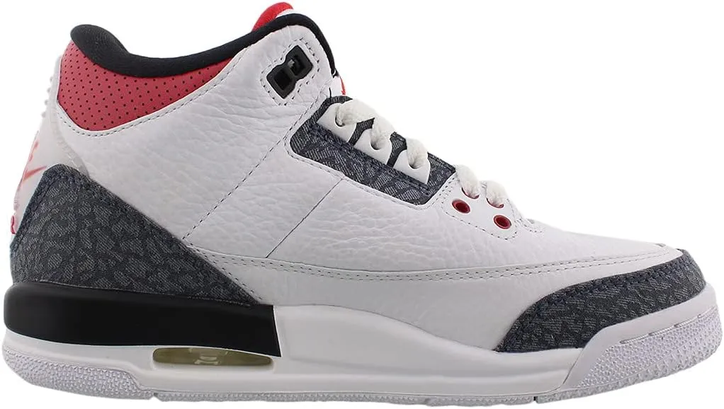 Nike Kid's Jordan 3 Retro SE Fire Red Denim Basketball Shoes
