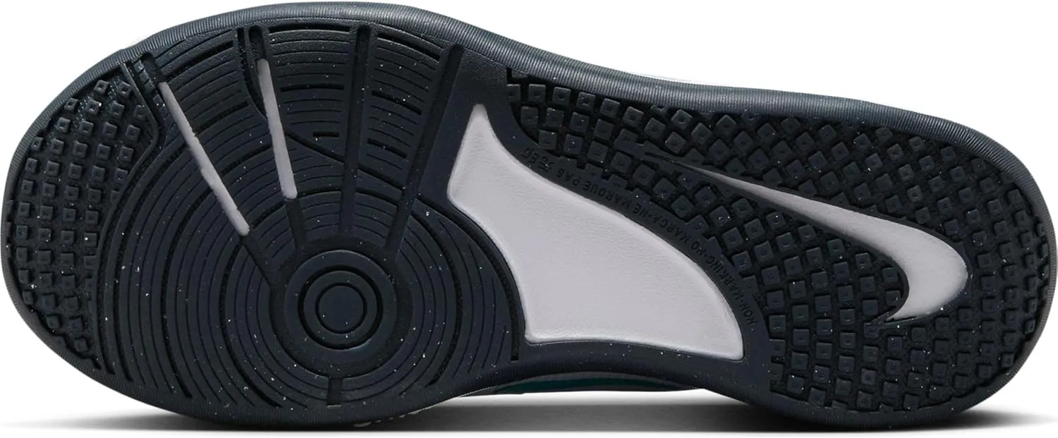 Nike Omni Multi-Court Big Kids' Indoor Court Shoes (DM9027-010, Wolf Grey/Bright Crimson/Dusty Cactus/Thunder Blue)