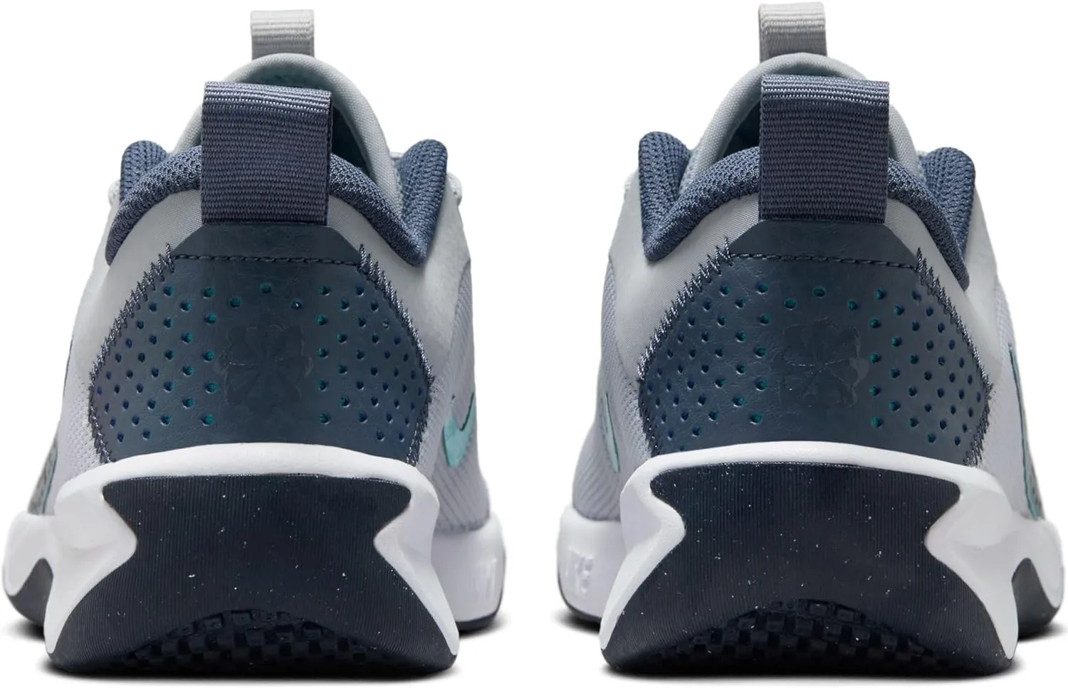 Nike Omni Multi-Court Big Kids' Indoor Court Shoes (DM9027-010, Wolf Grey/Bright Crimson/Dusty Cactus/Thunder Blue)