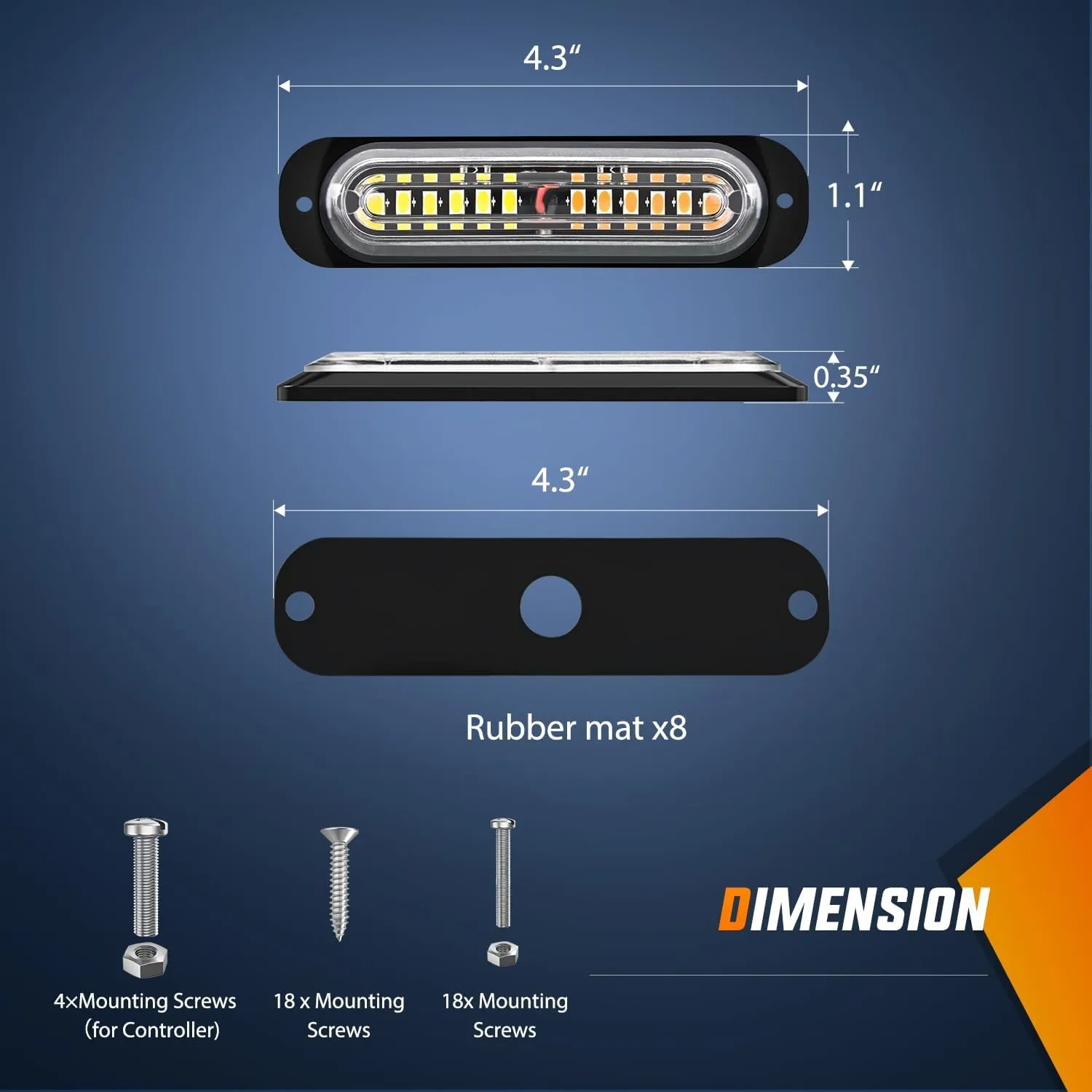 Nilight 8PCS Led Strobe Lights with Controller 12V 24V Sync Feature Amber White Strobe Light 12 LED Surface Mount Emergency Hazard Warning Lights with Strobe Controller for Vehicle Car Truck RV ATV