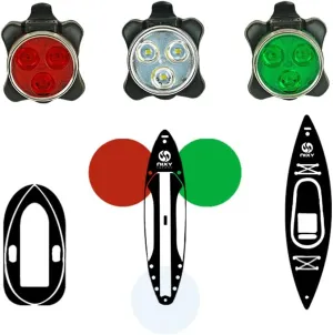 NIXY Kayak and SUP LED Navigation Lights - Red, Green and White, Rechargeable, 4 Flashing Modes, Back Clip, for Paddleboards, Boats, Canoes, Pontoons, Dinghy, Bikes and Rafts