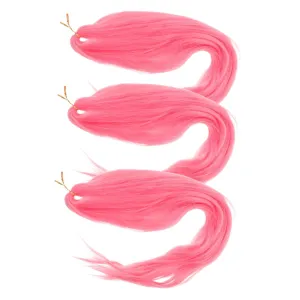 NOLITOY 3pcs Pink Crochet Braids Hair Extensions Synthetic Festival Wig for Women Versatile Braid Wigs for Music Parties Comfortable Durable Hair Accessories
