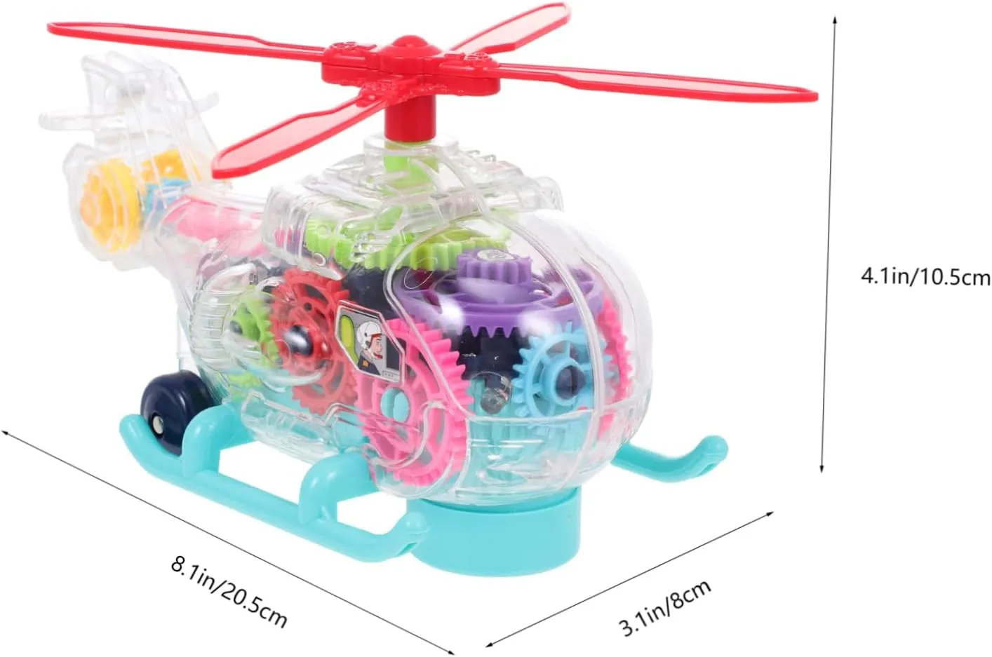 NOLITOY Educational Musical Lighting Helicopter Transparent No Batteries Required for and Inspiring Imaginative Play