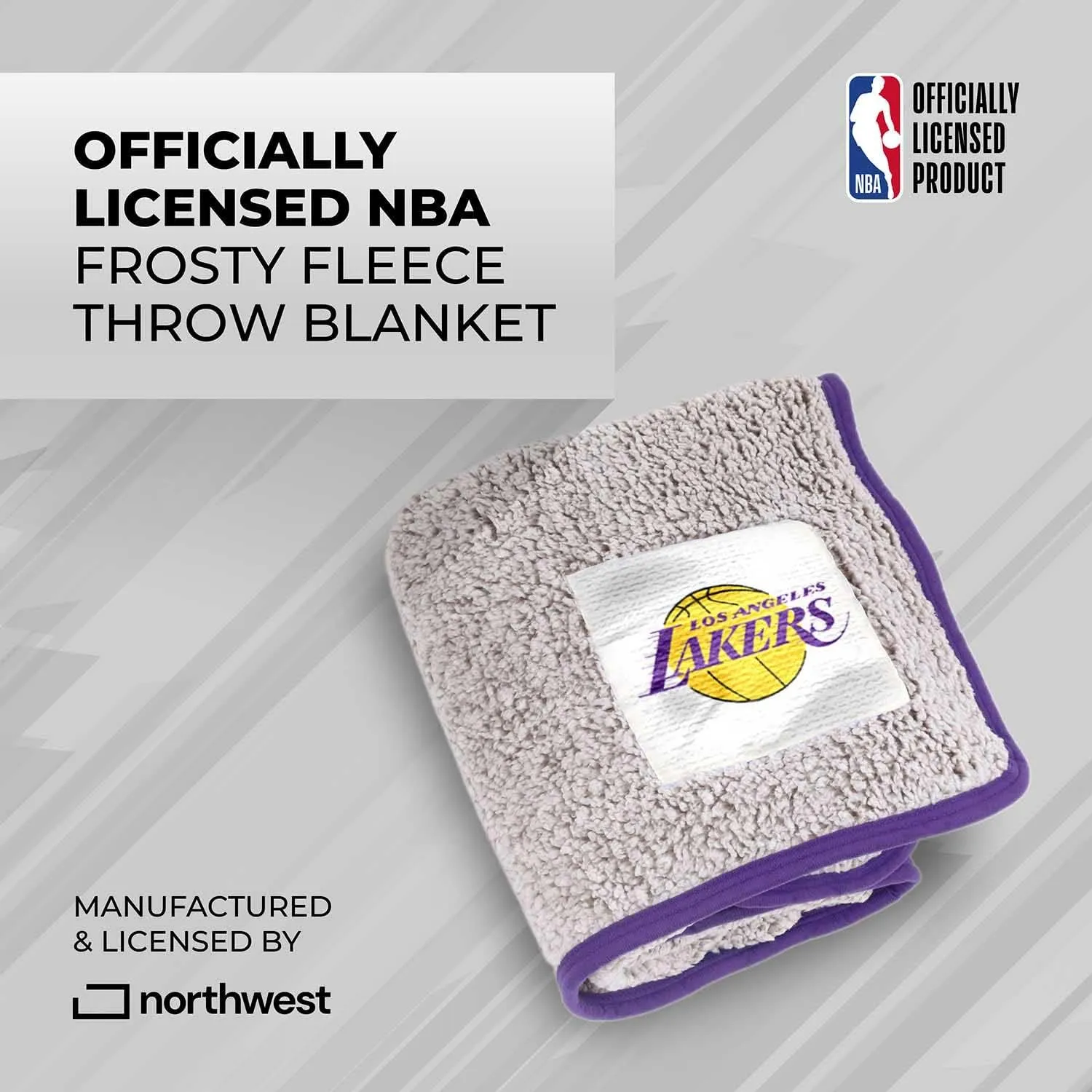 NORTHWEST NBA Silk Touch Sherpa Throw Blanket - Soft & Fluffy - Great for Gamedays - 60" x 50" - Ultimate Comfort & Coziness (Los Angeles Lakers - Purple)