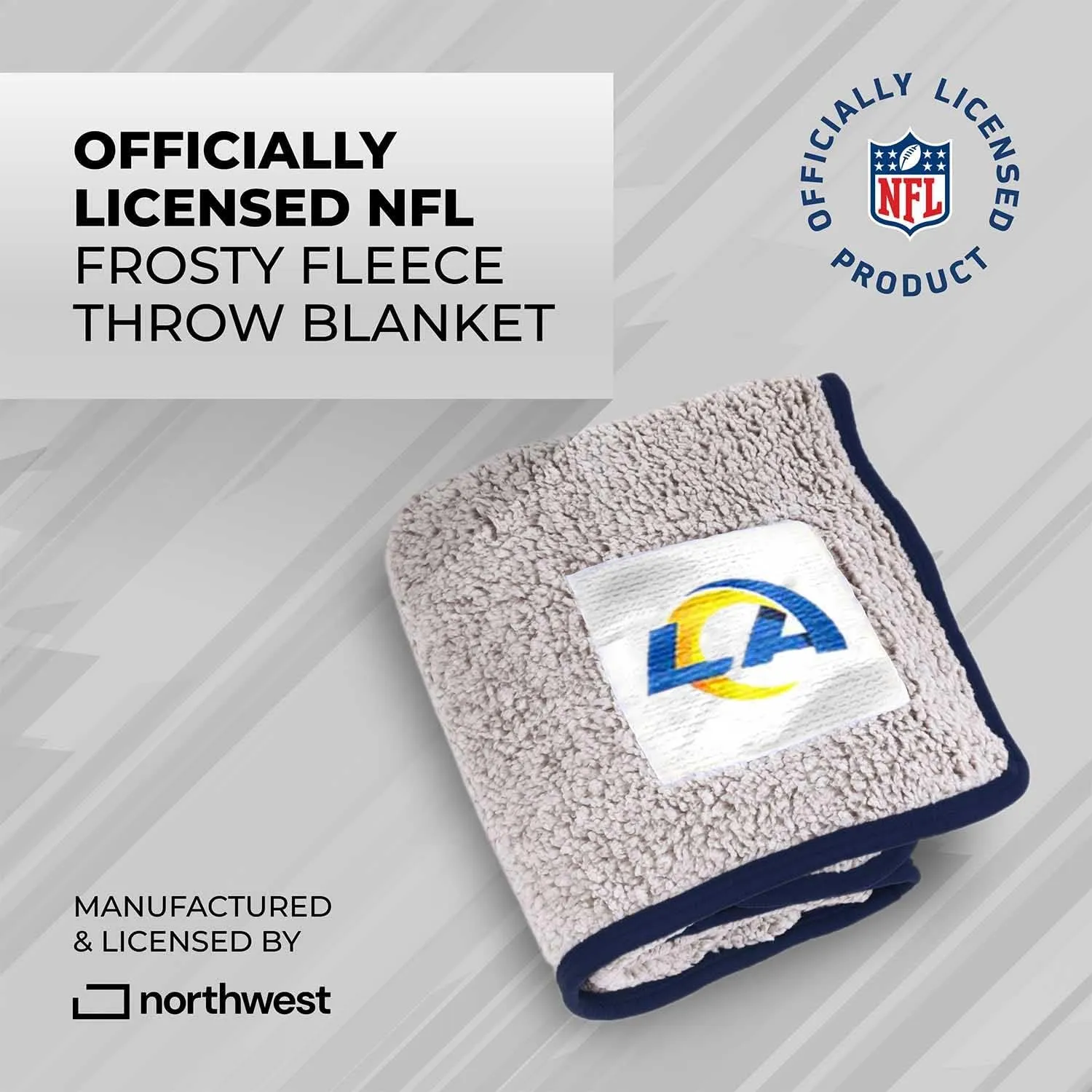NORTHWEST NFL Silk Touch Sherpa Throw Blanket - Soft & Fluffy - Great for Gamedays - 60" x 50" - Experience Ultimate Comfort (Los Angeles Rams - Blue)