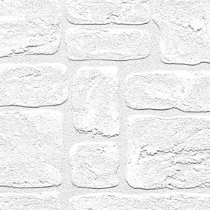 Norwall NW48915 Andrew Series Vinyl Textured Paintable Bricks Design Large Wallpaper Roll, 21" W x 33' L, White