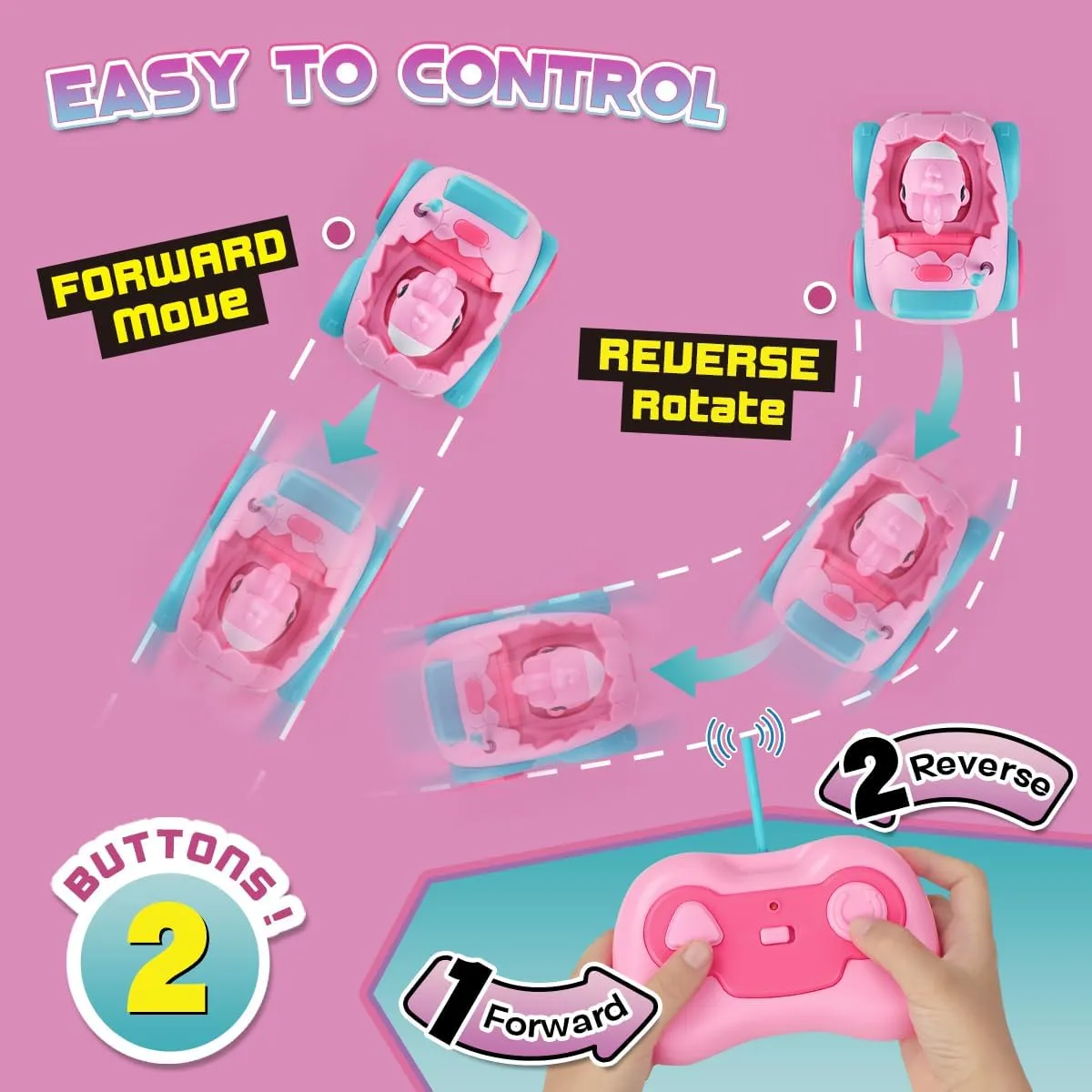 Nueplay Remote Control Car for Toddler Age 2 3 4 5, Electric RC Toys with Light & Music, Toddler Toys, Race Vehicles, Horse Figures Truck, Christmas Birthday Gift for Baby Girls, Pink