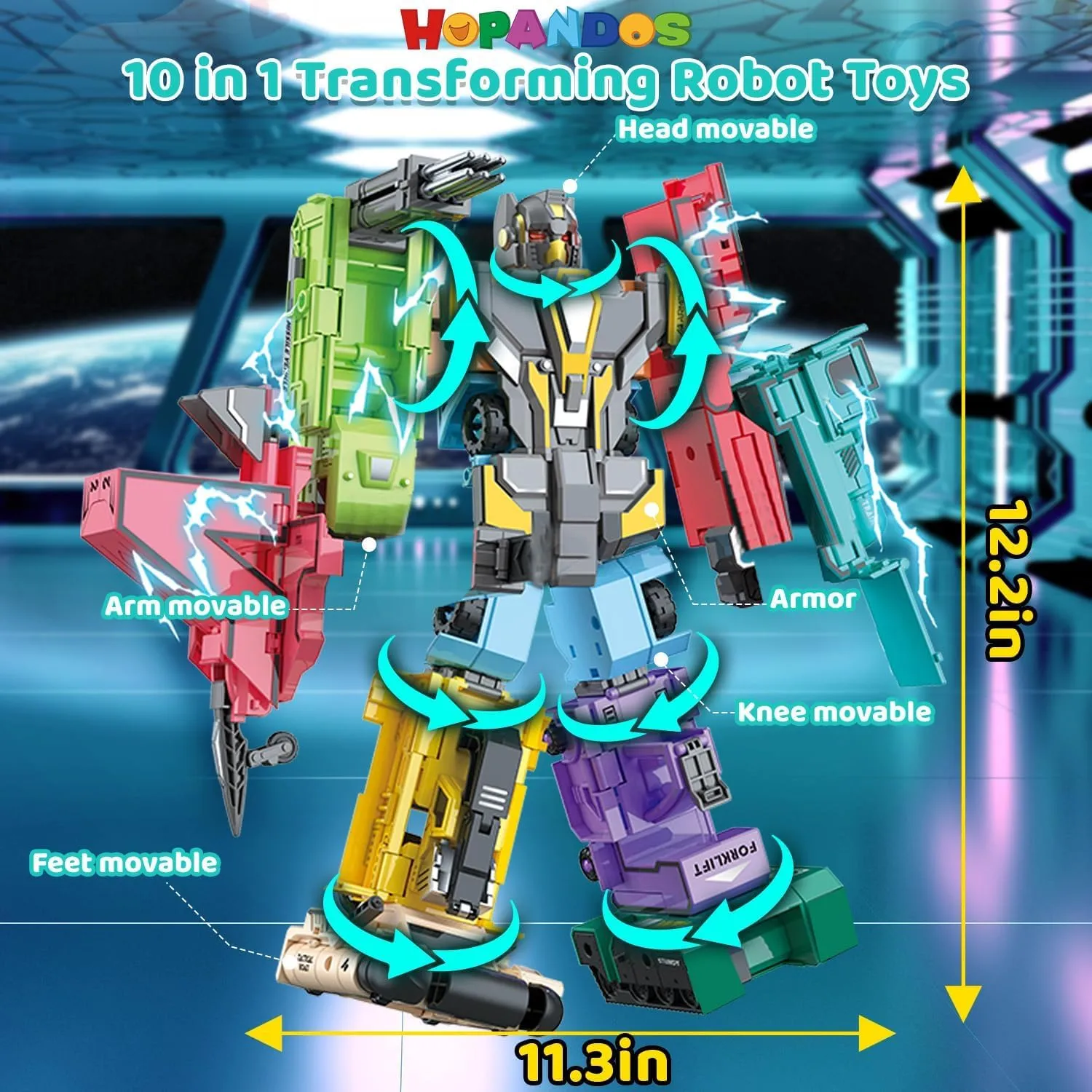 Number Robots Transformers Toys for Kids Ages 3-8, 12.3" Giant Buildable Robot Set, Number Blocks for Learning & Play, STEM Educational Toys for Boys & Girls Gifts