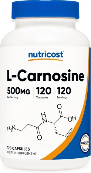 Nutricost L-Carnosine 500mg, 120 Capsules - Gluten Free & Non-GMO