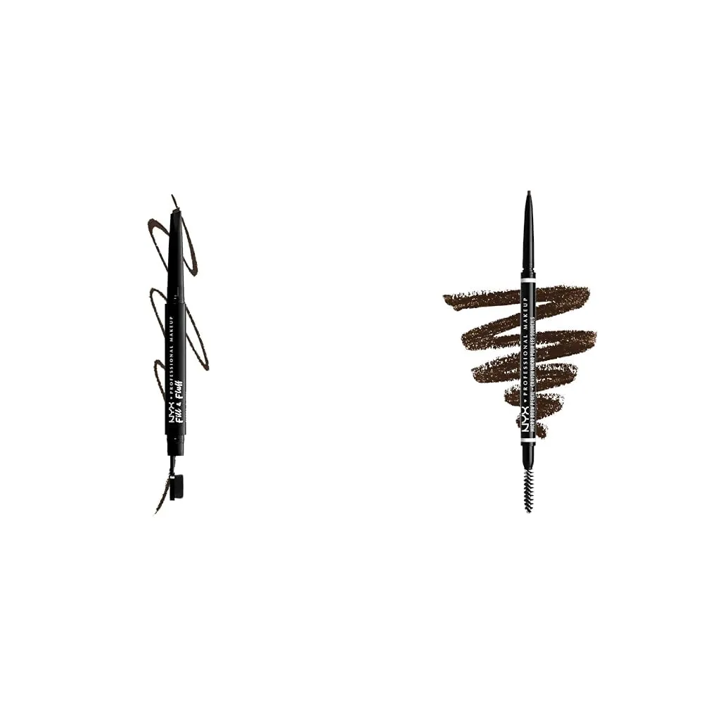 NYX PROFESSIONAL MAKEUP Fill & Fluff Eyebrow Pomade Pencil and Micro Brow Pencil Bundle, Espresso