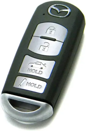 OEM 4-Button Smart Key Fob Remote Compatible with 2014-2018 Mazda 3 & 6 (FCC ID: WAZSKE13D01, P/N: GJY9-67-5DY)