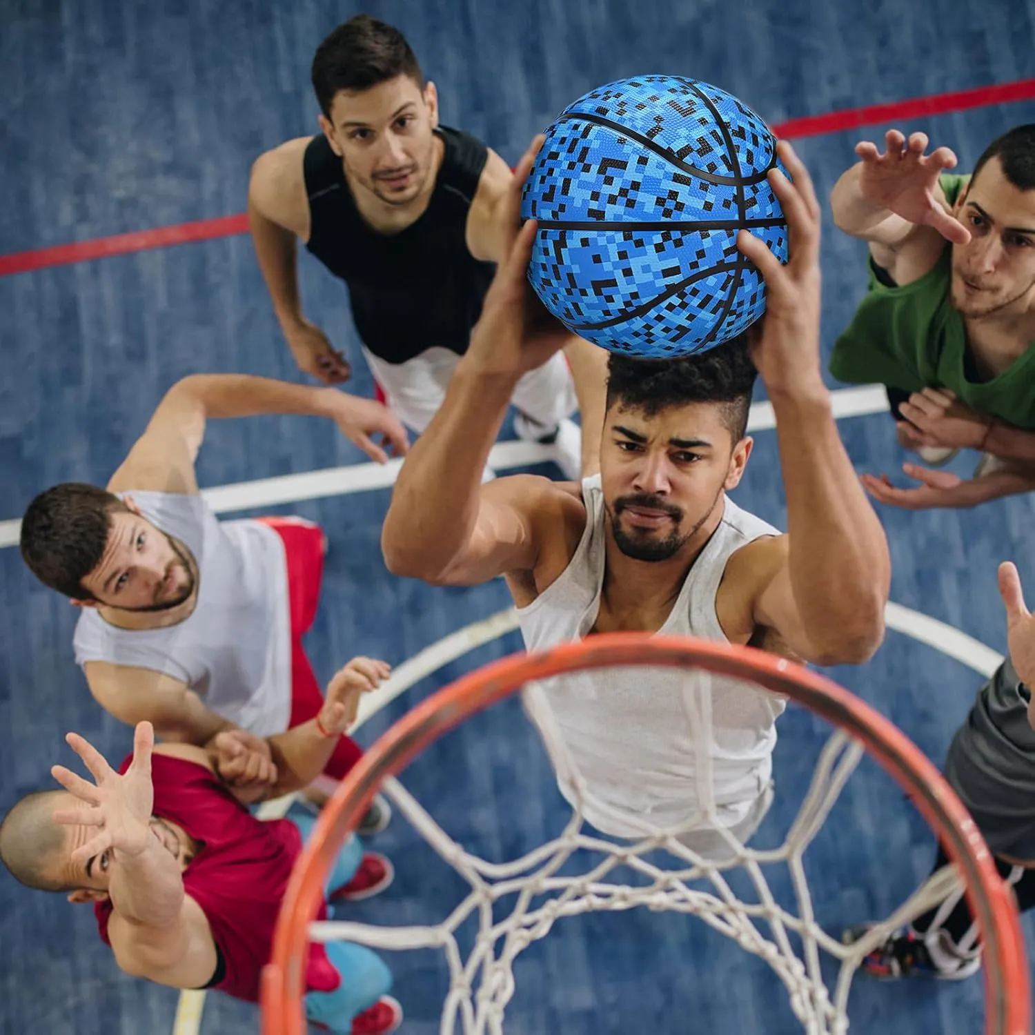 Official Rubber Basketball Outdoor Indoor Mens Basketball Ball Size 3/4/5/6/7 for Kids Youth Teen Boys and Girls Gift Ideas(Without Pump)