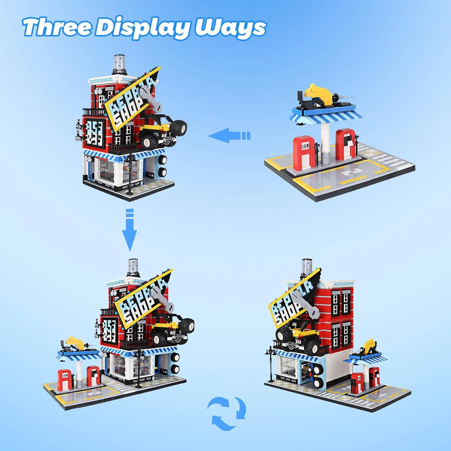 Oichy Building Block Set, Car Repair Shop Architecture Model Kit, 2120 PCS Collectible Display Toy Building Set for Adults and Kids