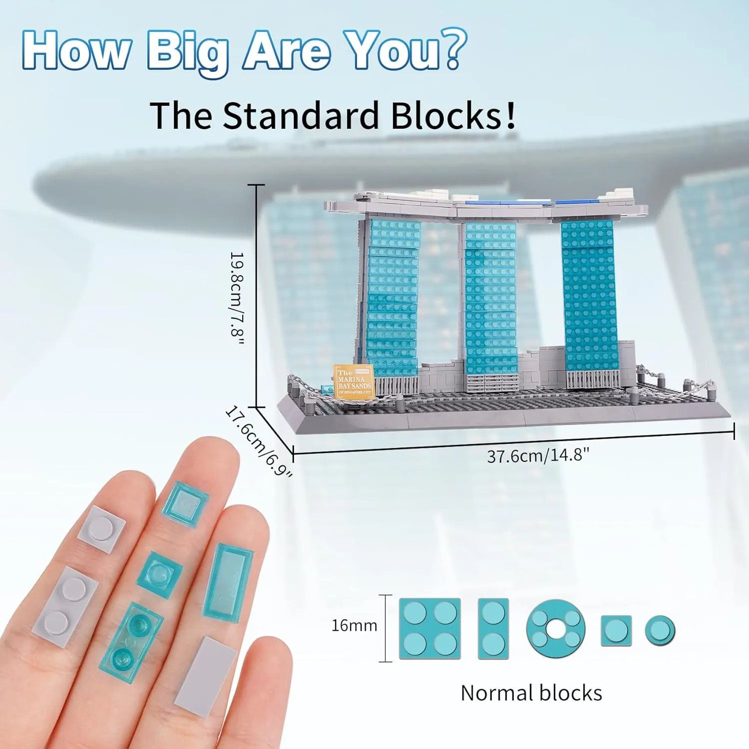 Oichy Building Blocks Set, Marina Bay Sands Architecture Model Kits Collection Toy Building Sets for Adults and Kids(881 PCS)