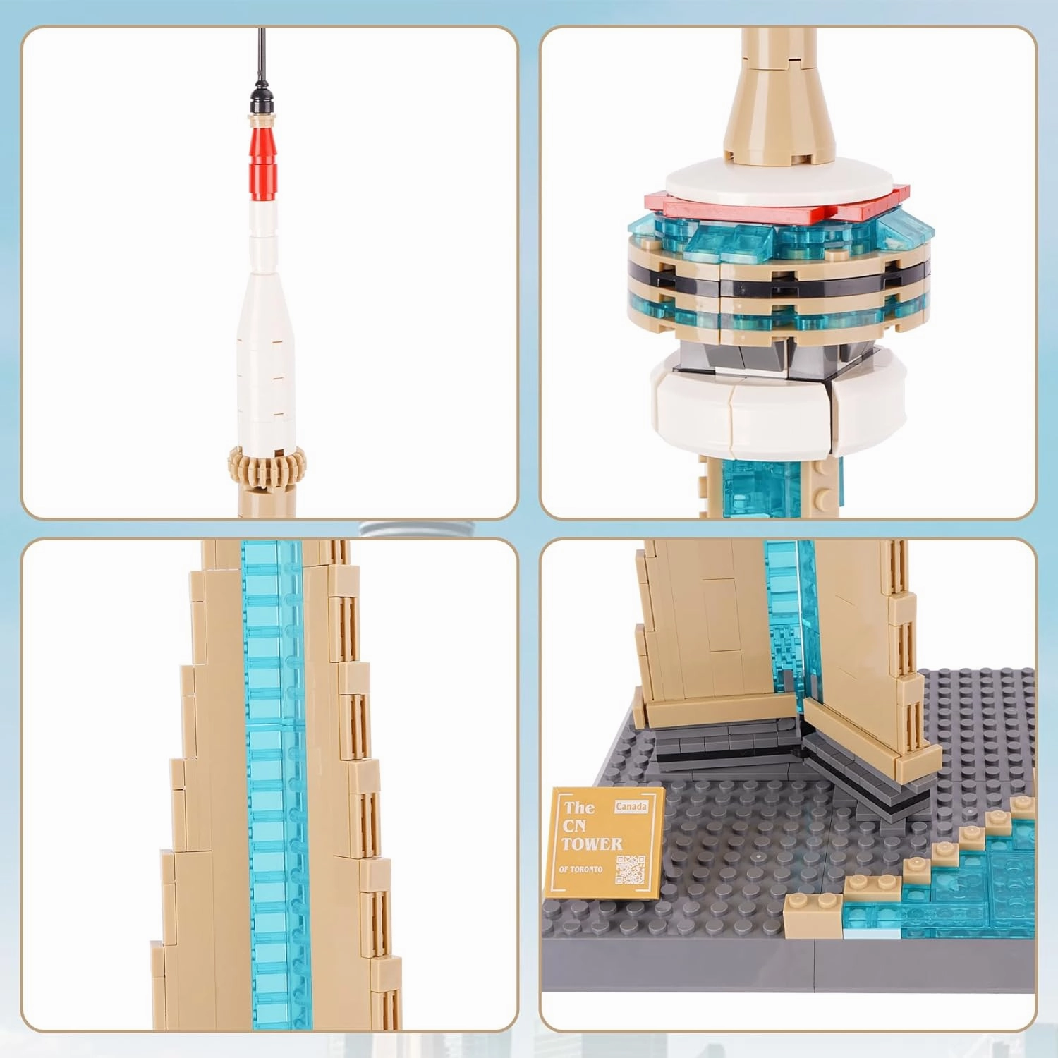 Oichy CN Tower Building Blocks Set, 400 PCS Famous Architecture Model Building Kits, Collection CN Tower Model Blocks for Adults and Kids