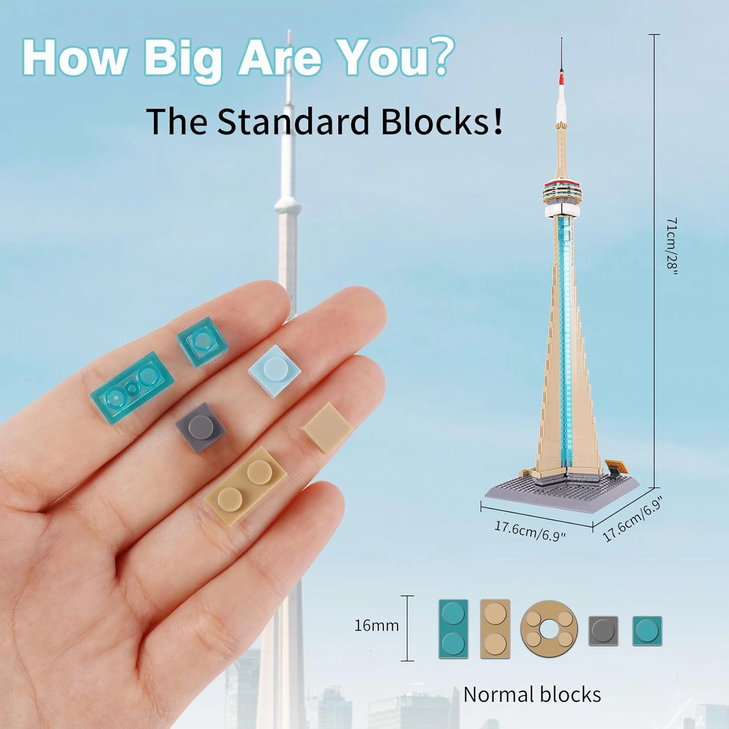 Oichy CN Tower Building Blocks Set, 400 PCS Famous Architecture Model Building Kits, Collection CN Tower Model Blocks for Adults and Kids