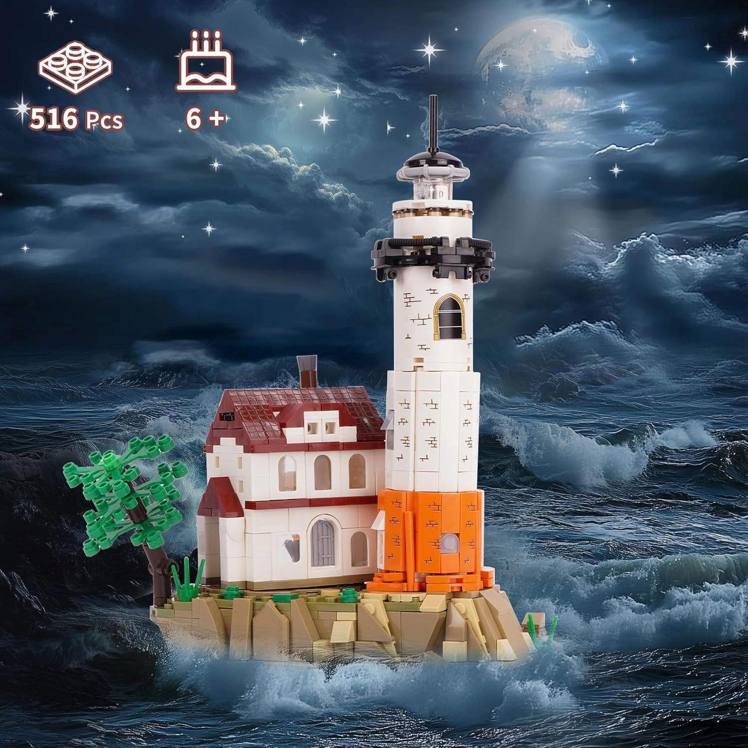 Oichy Ideas Lighthouse Building Set, Architecture Model Building Kits, 516 PCS Creative Lighthouse Toy Gifts for Adults and Kids