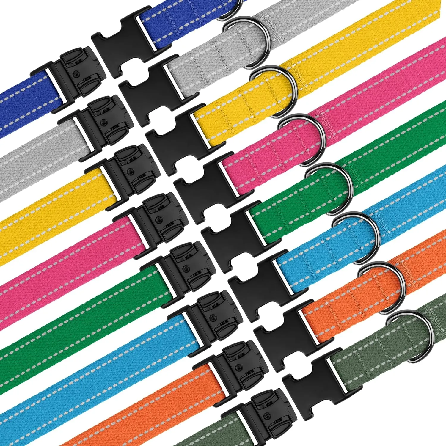 OOPSDOGGY Personalized Dog Collar with Engraved Metal Buckle Reflective Cotton Custom Collar for Dogs Puppy with Name and Phone Number (Olive, Small, 9"-12")