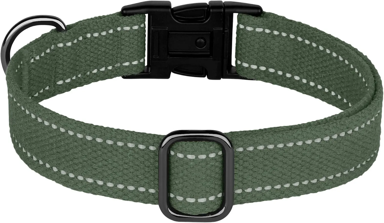 OOPSDOGGY Personalized Dog Collar with Engraved Metal Buckle Reflective Cotton Custom Collar for Dogs Puppy with Name and Phone Number (Olive, Small, 9"-12")