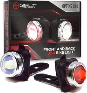 OPTIKS 210 Bike Lights Front and Back USB Rechargeable LED Skateboard Longboard Bicycles