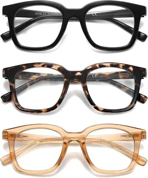 Oversized Reading Glasses For Women Blue Light Blocking Square Computer Reader Stylish Unbreakable Large Eyewear LK6078