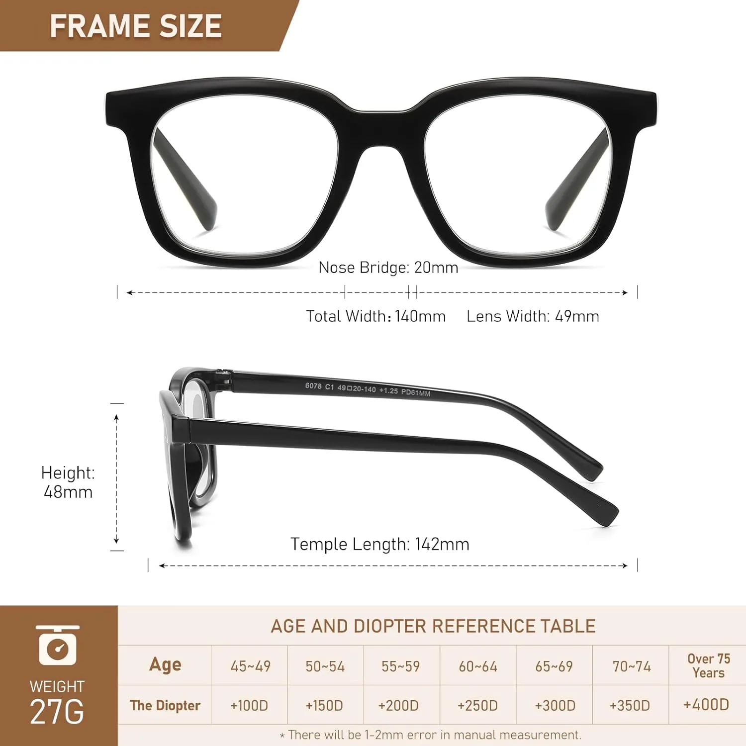 Oversized Reading Glasses For Women Blue Light Blocking Square Computer Reader Stylish Unbreakable Large Eyewear LK6078