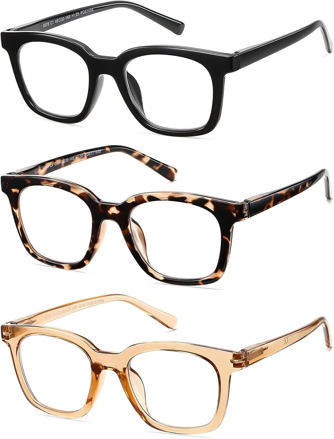 Oversized Reading Glasses For Women Blue Light Blocking Square Computer Reader Stylish Unbreakable Large Eyewear LK6078