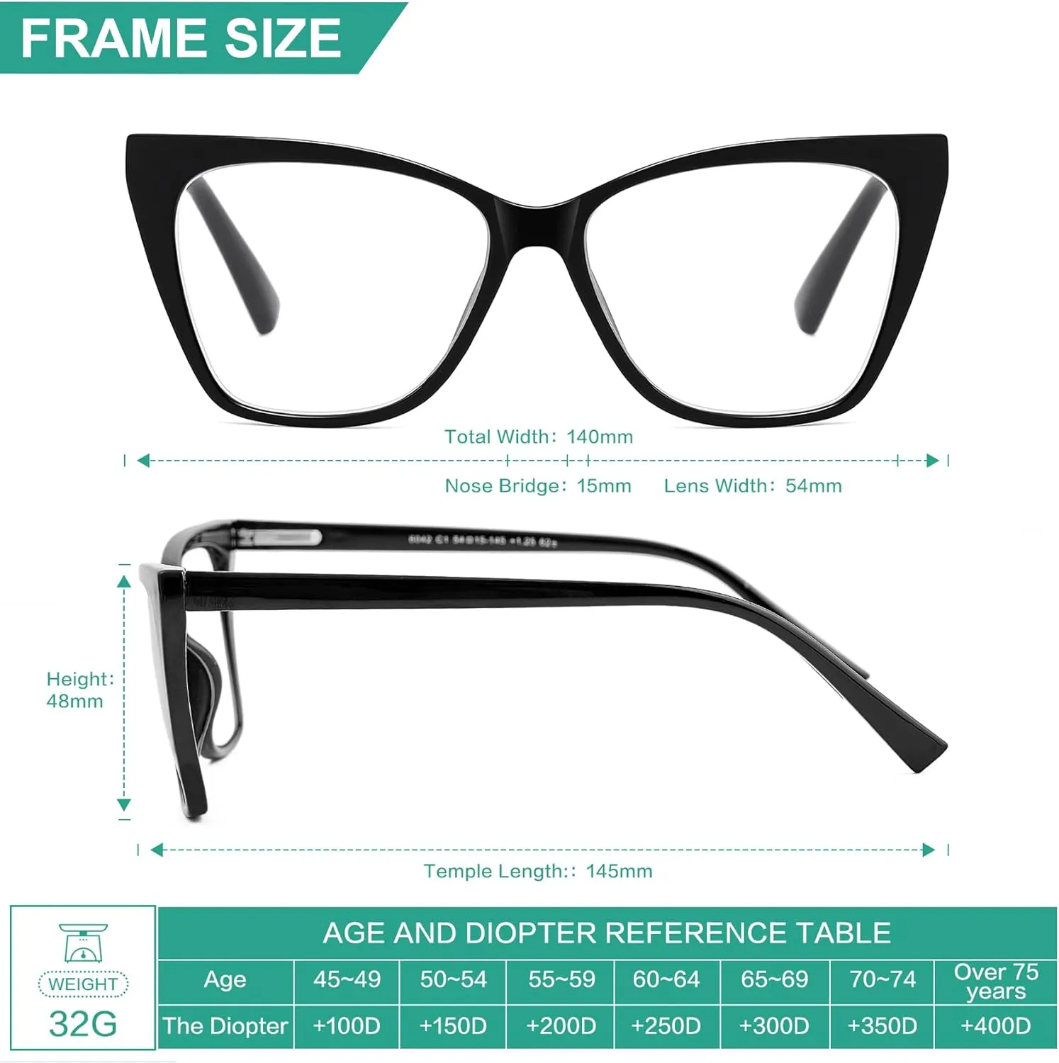 Oversized Reading Glasses Women Cat Eye Photochromic Computer Reader Stylish Ladies Designer Fashion Big Unbreakable Eyewear