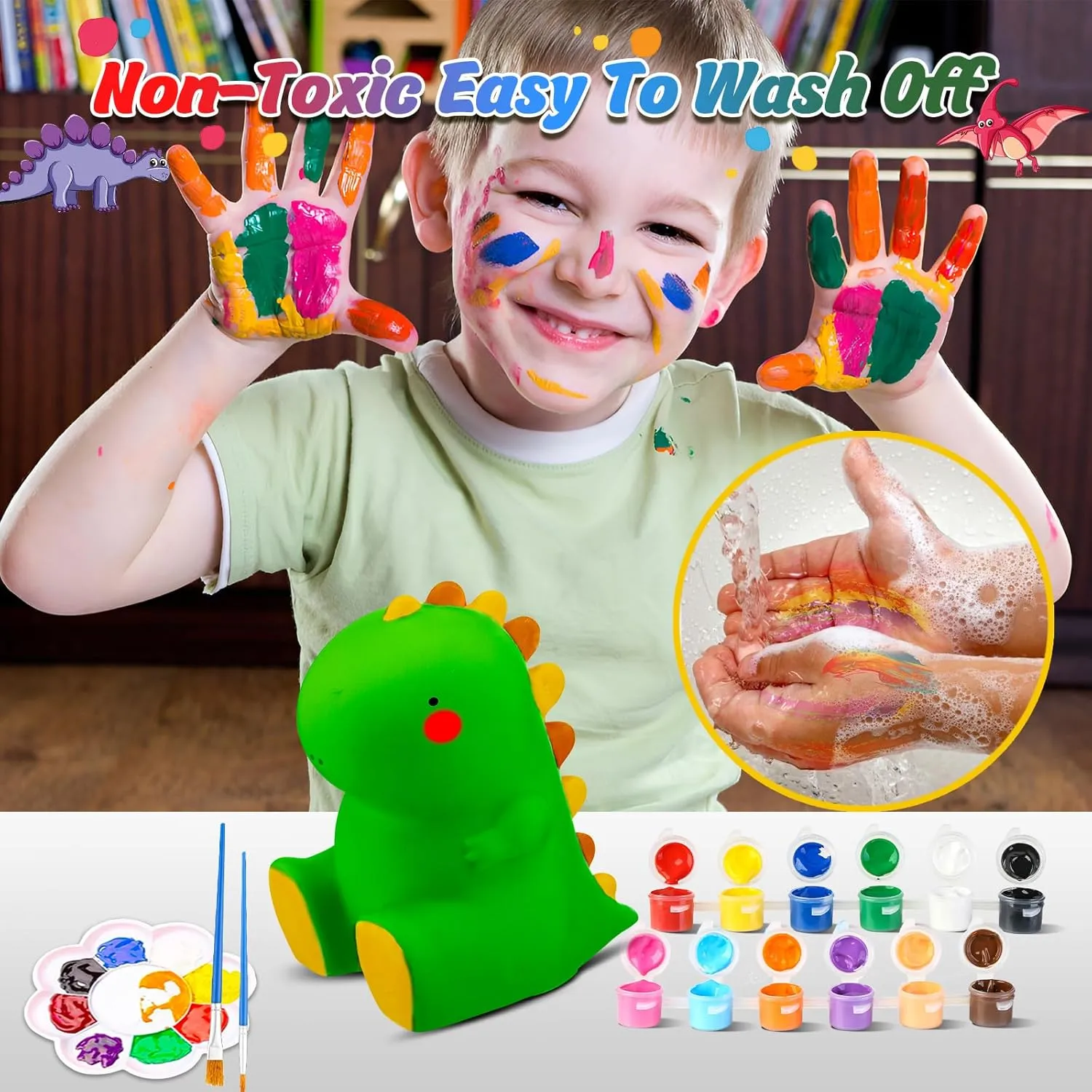 Paint Your Own Dinosaur Night Light Craft Kits, DIY Dino Lamp Art Supplies Arts and Crafts for Kids 8-12, Dinosaur Gifts for Boys Painting Kit, Creative Dinosaur Toys for Kids 4 5 6 7 8-12 Year Old