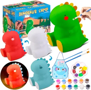 Paint Your Own Dinosaur Night Light Craft Kits, DIY Dino Lamp Art Supplies Arts and Crafts for Kids 8-12, Dinosaur Gifts for Boys Painting Kit, Creative Dinosaur Toys for Kids 4 5 6 7 8-12 Year Old