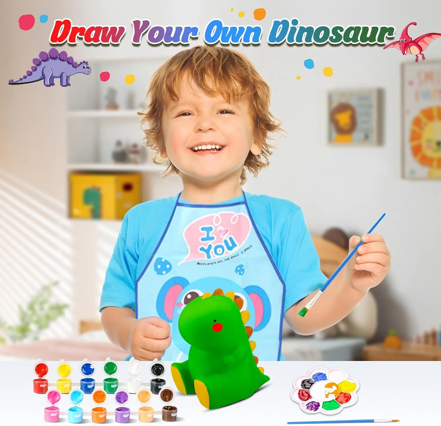 Paint Your Own Dinosaur Night Light Craft Kits, DIY Dino Lamp Art Supplies Arts and Crafts for Kids 8-12, Dinosaur Gifts for Boys Painting Kit, Creative Dinosaur Toys for Kids 4 5 6 7 8-12 Year Old